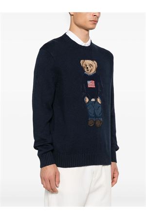 Blue cotton-silk Flag Bear sweater RALPH LAUREN | 710946137001NAVY